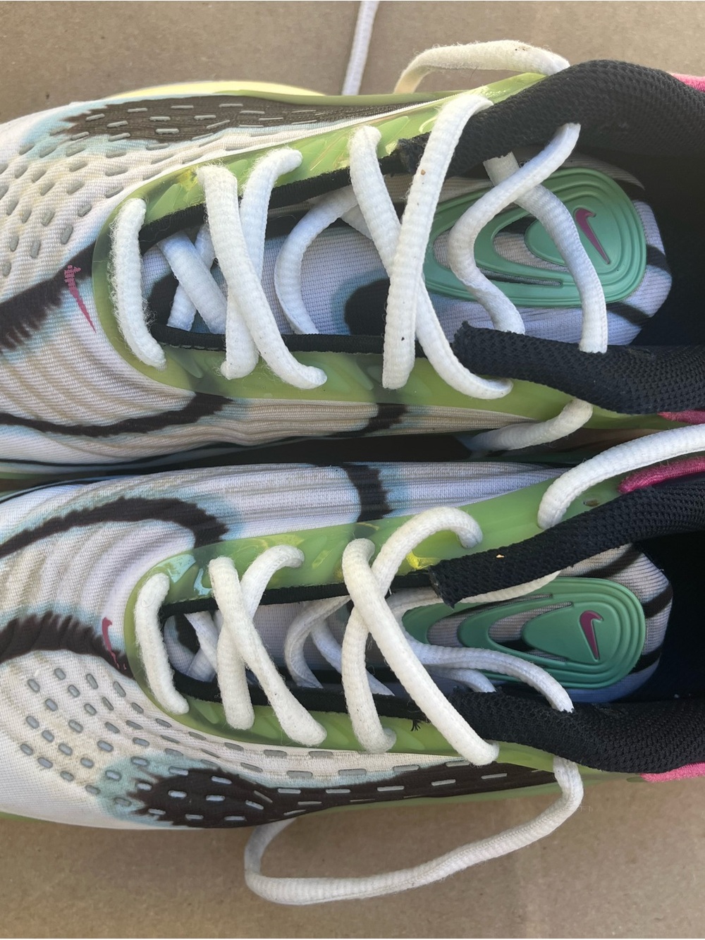 Nike Kids White, Green and Pink Mesh Sneakers